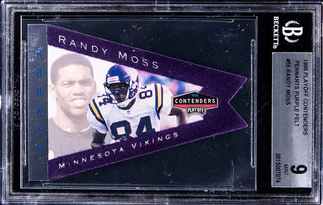 1998 Playoff Contenders Randy Moss Pennants Purple Felt #55 card image