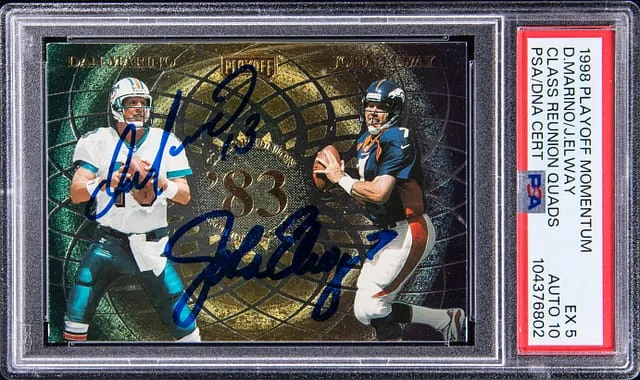 1998 Playoff Momentum Class Reunion Quads Dan Marino/John Elway #no-number card image
