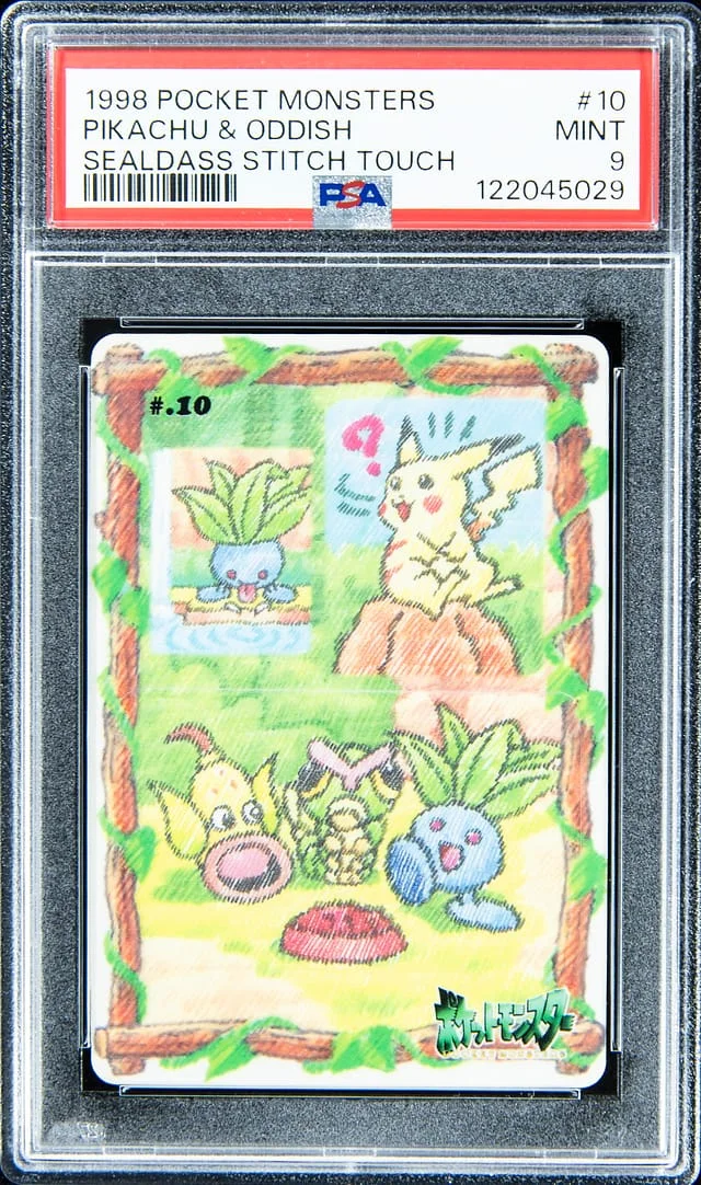 1998 Pocket Monster Sealdass Stitch Touch Pikachu & Oddish #10 card image
