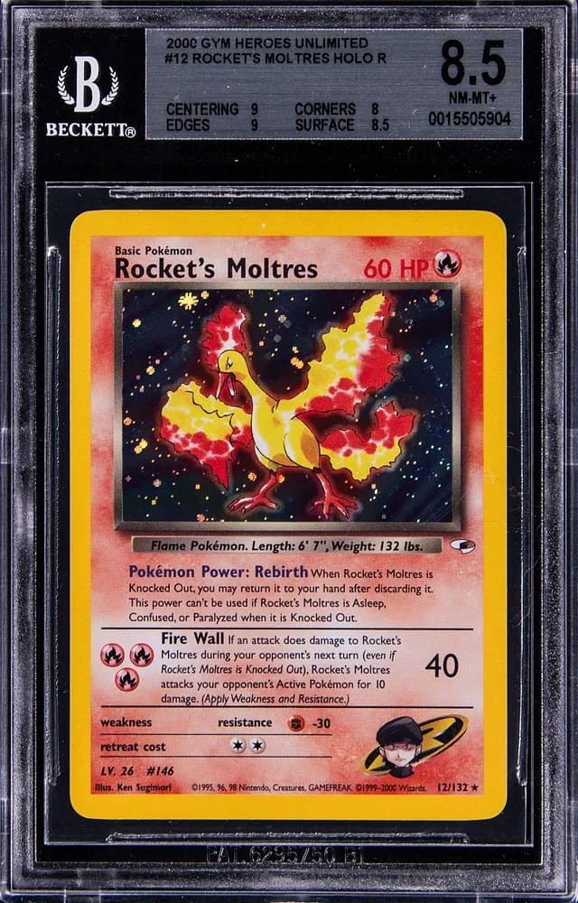 1998 Pokemon Gym Heroes Unlimited Holo R Rocket's Moltress #12 card image