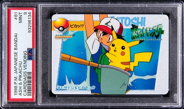 1998 Pokemon Japanese Bandai Carddass Vending Ash & Pikachu #81 card image