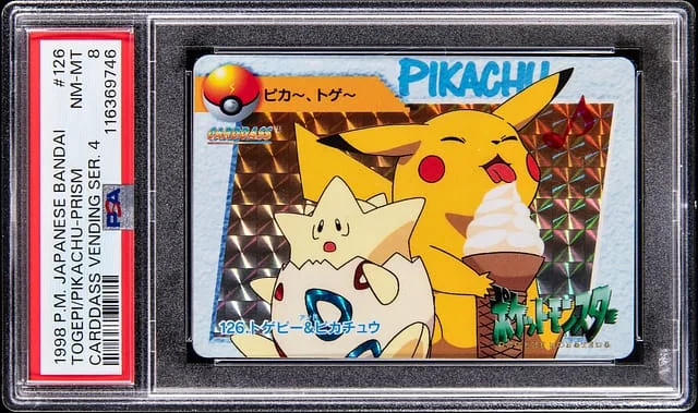 1998 Pokemon Japanese Bandai Carddass Vending Series 4 Prism Togepi/PIkachu #126 card image