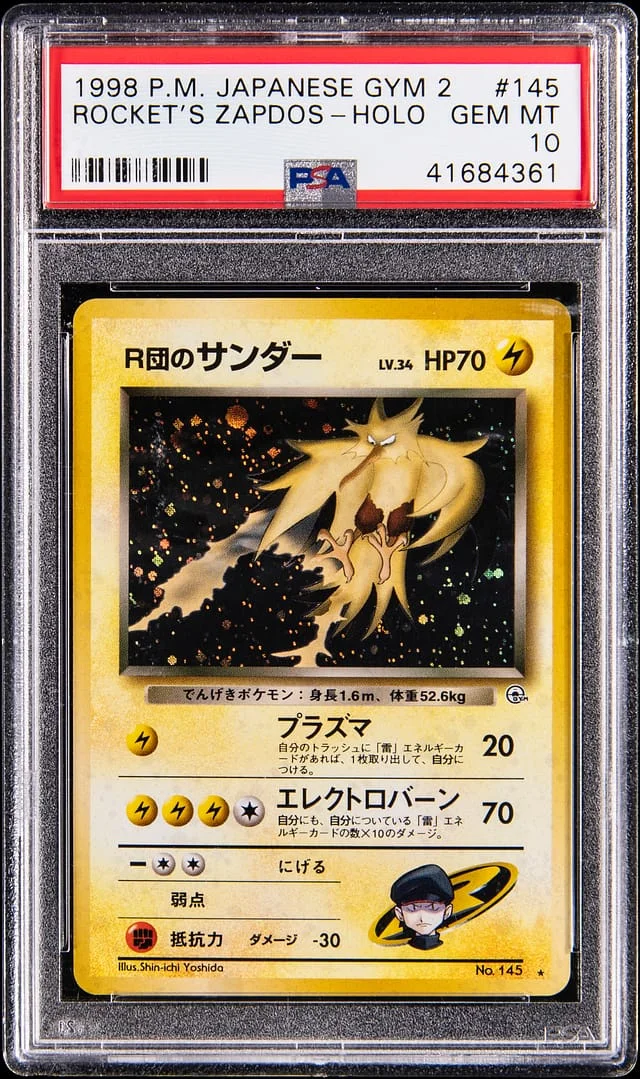 1998 Pokemon Japanese Challenge From The Darkness Holo Rocket's Zapdos #145 card image