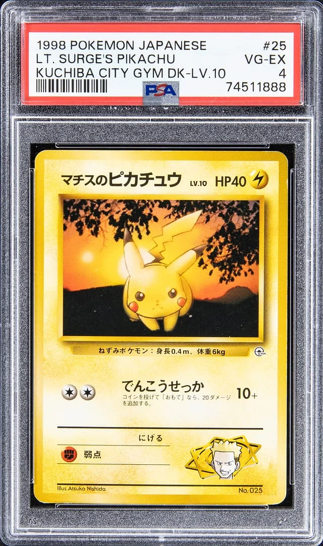 1998 Pokemon Japanese Kuchiba City Gym Deck Level 10 Lt. Surge's Pikachu #25 card image