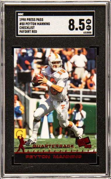 1998 Press Pass Checklist Paydirt Red Peyton Manning #50 card image