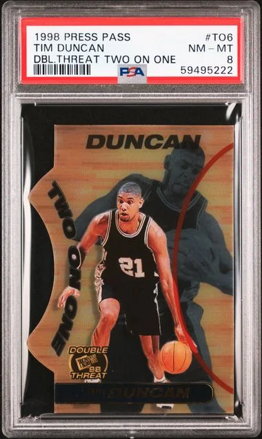 1998 Press Pass Double Threat Two On One Tim Duncan #To6 card image
