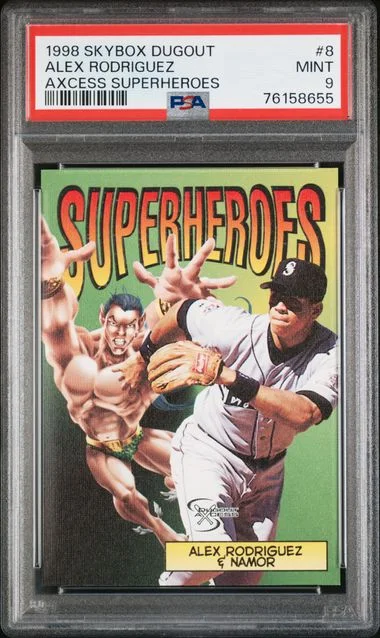 1998 SkyBox Alex Rodriguez Dugout Axcess Superheroes #8 card image