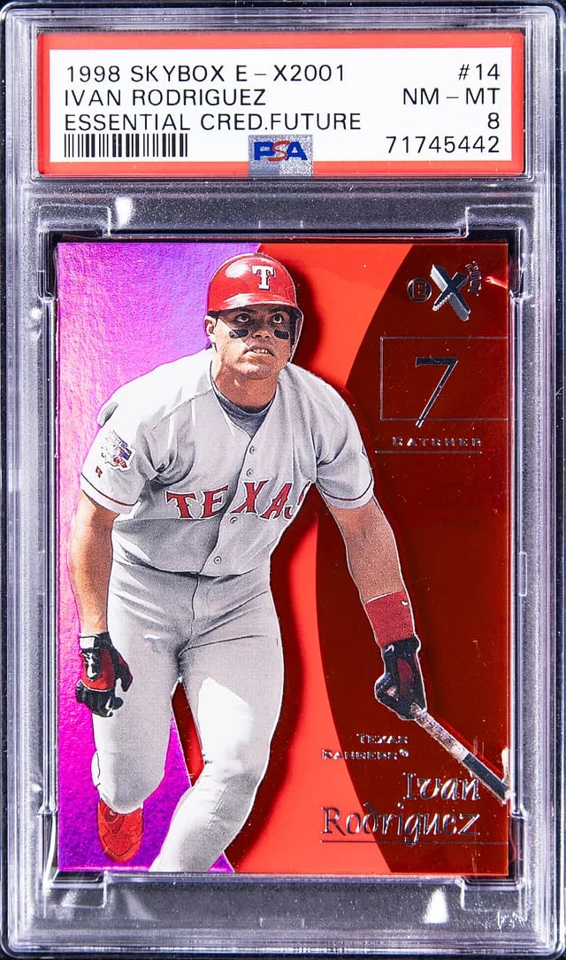 1998 SkyBox E-X Ivan Rodriguez 2001 Essential Credentials Future #14 card image