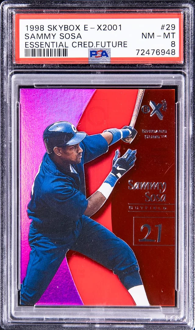 1998 SkyBox E-X Sammy Sosa 2001 Essential Credentials Future #29 card image