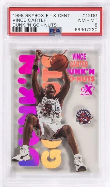 1998 SkyBox E-X Vince Carter Century Dunk 'N Go-Nuts #12Dg card image