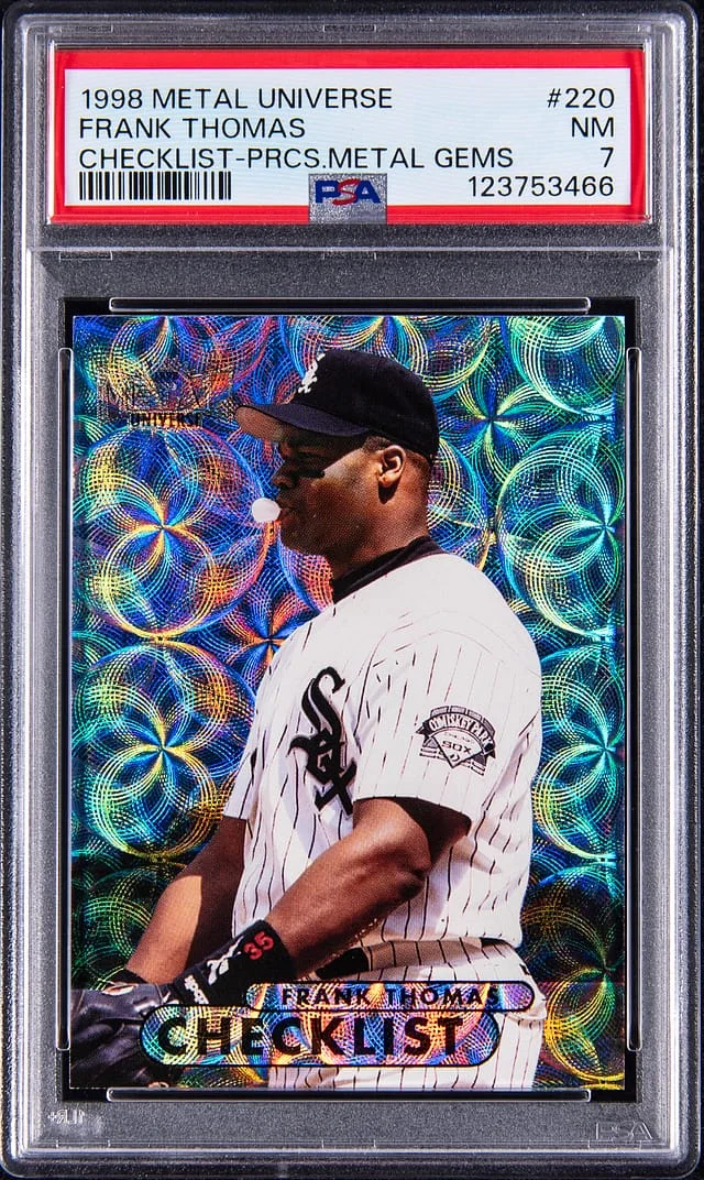 1998 SkyBox Metal Universe Frank Thomas Checklist Precious Metal Gems (PMG) #220 card image