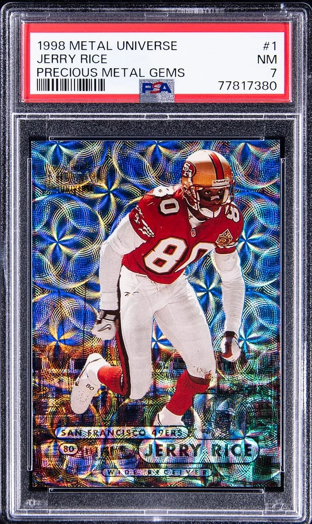 1998 SkyBox Metal Universe Jerry Rice Precious Metal Gems (PMG) #1 card image