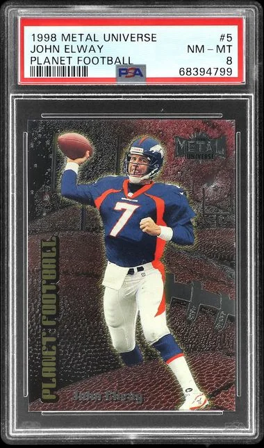 1998 SkyBox Metal Universe John Elway Planet Football #5 card image
