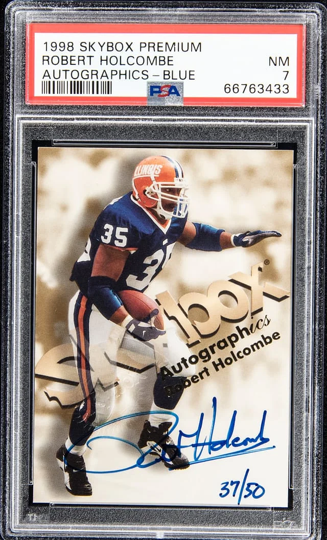 1998 SkyBox Premium Autograph Blue Robert Holcombe #no-number card image