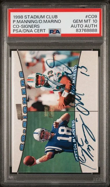 1998 Stadium Club Dan Marino/Peyton Manning Co-Signers #CO9 card image