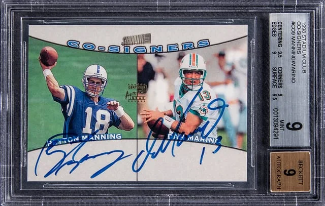 1998 Stadium Club Peyton Manning Co-Signers Dual Autograph #CO9 card image