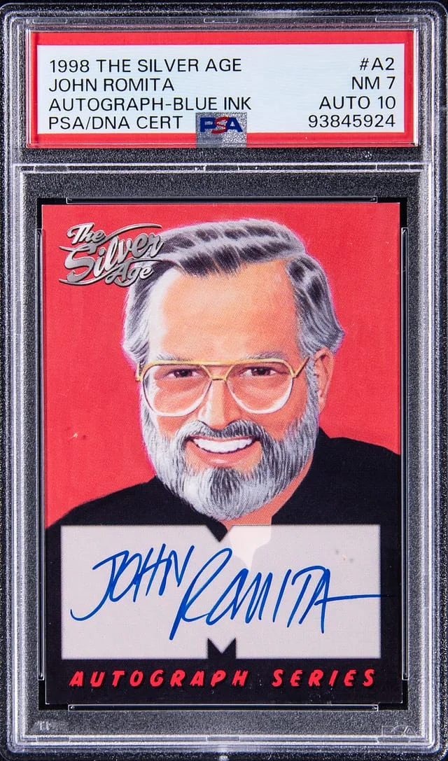 1998 The Silver Age Autograph, Blue Ink John Romita Sr. #A2 card image