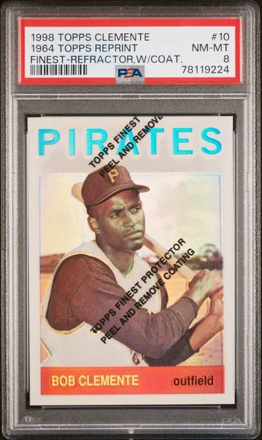 1998 Topps 1964 Topps Reprint Clemente-Finest Refractor W/Coating #10 card image