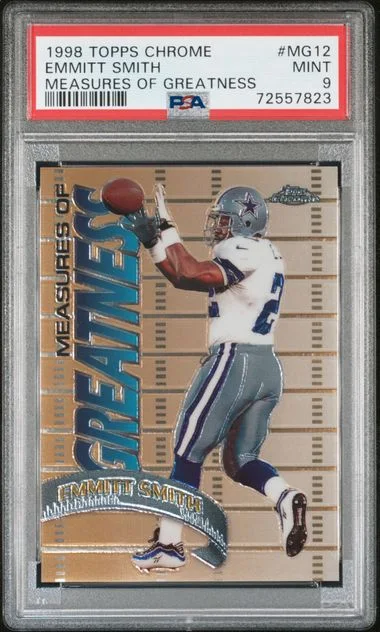 1998 Topps Chrome Emmitt Smith Measures Of Greatness #MG12 card image