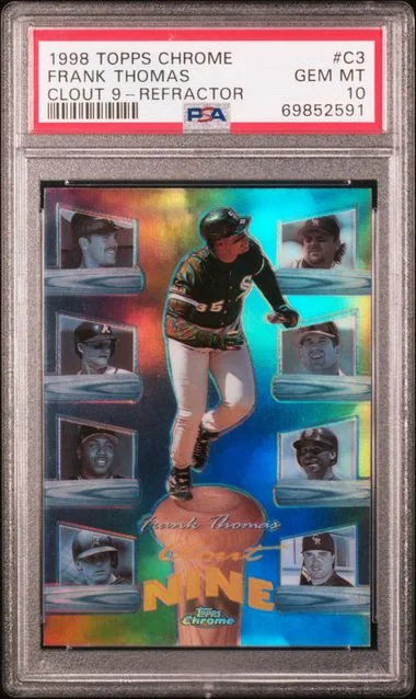 1998 Topps Chrome Frank Thomas Clout 9 Refractor #C3 card image