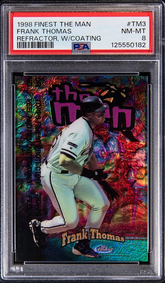 1998 Topps Finest Frank Thomas The Man Refractor W/Coating #TM3 card image