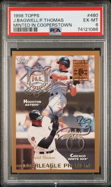 1998 Topps Frank Thomas/Jeff Bagwell Minted In Cooperstown #480 card image