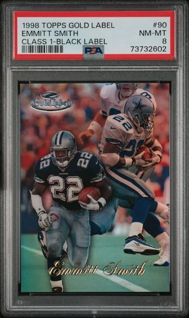 1998 Topps Gold Label Class 1 Emmitt Smith Black Label #90 card image