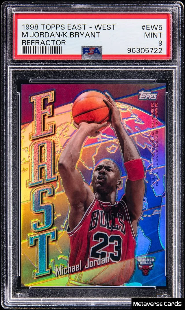 1998 Topps Michael Jordan/Kobe Bryant East-West Refractor #EW5 card image