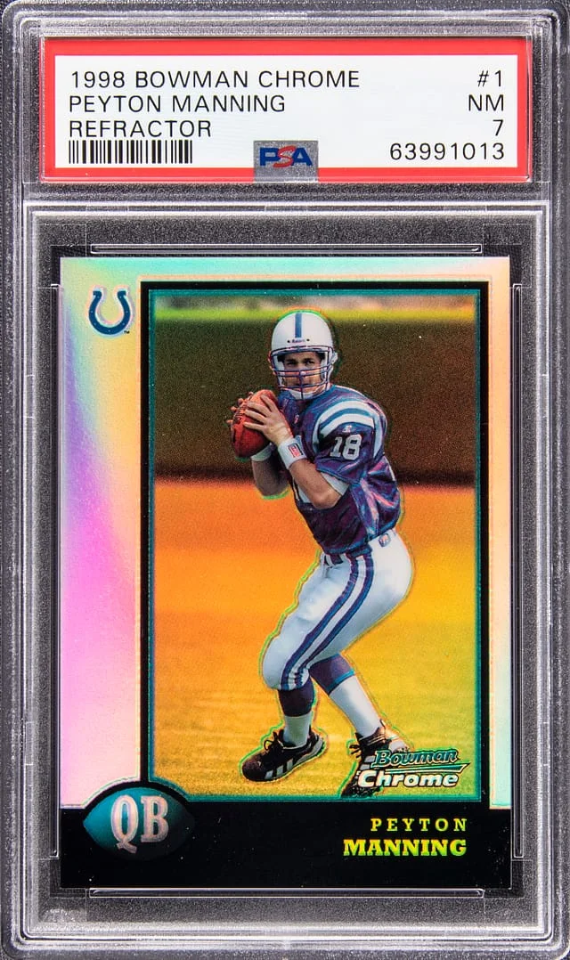 1998 Topps Peyton Manning Bowman Chrome Refractor #1 card image