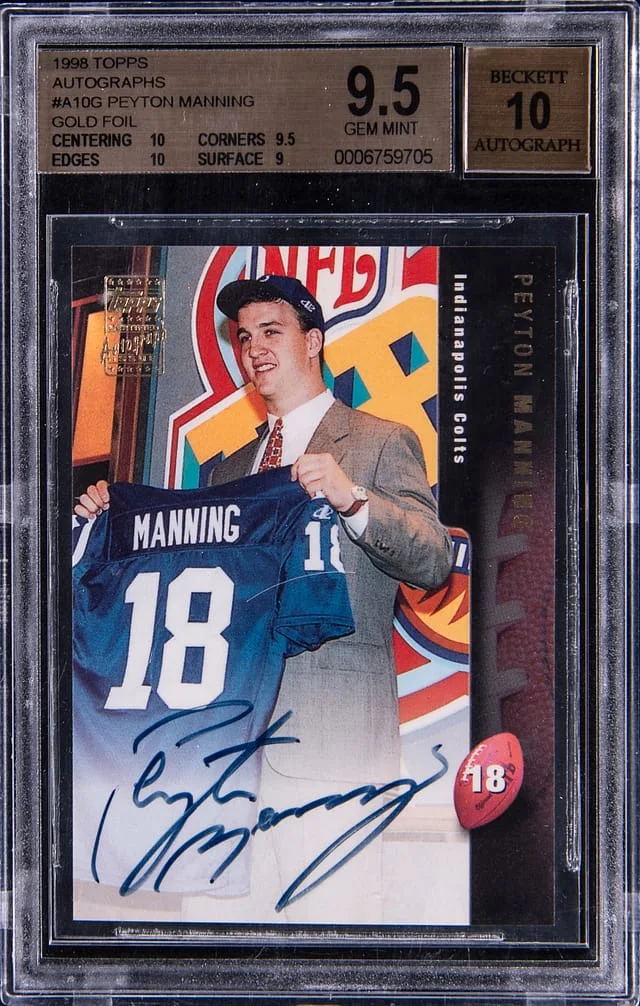 1998 Topps Peyton Manning Autographs Gold Foil #A10G card image