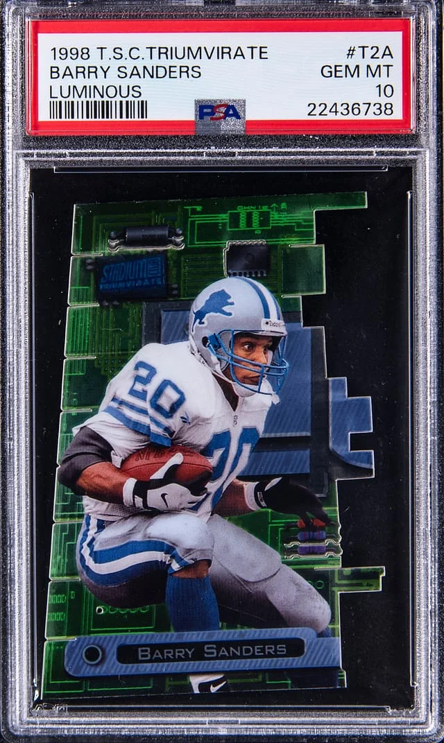 1998 Topps Stadium Club Barry Sanders Triumvirate Luminous #T2A card image