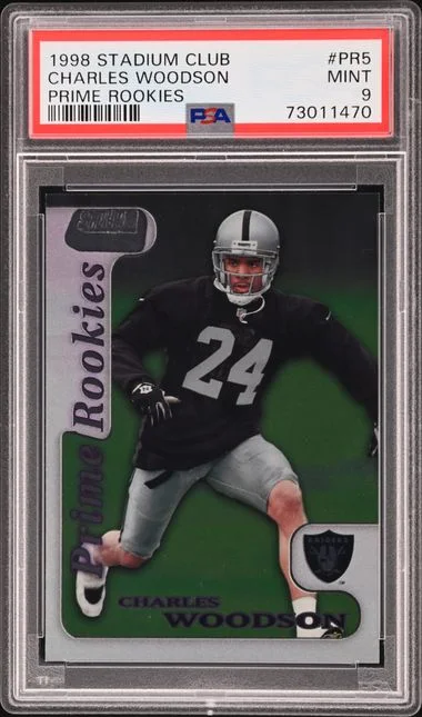 1998 Topps Stadium Club Charles Woodson Prime Rookies #PR5 card image