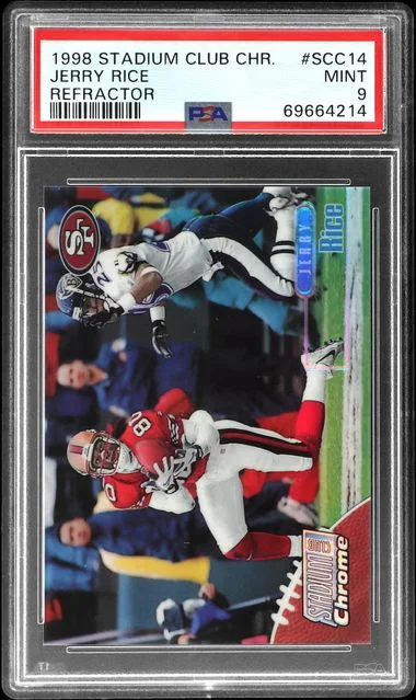 1998 Topps Stadium Club Chrome Jerry Rice Refractor #SCC14 card image