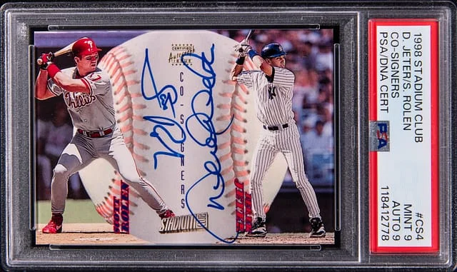 1998 Topps Stadium Club Derek Jeter/Scott Rolen Dual Co-Signers #CS4 card image