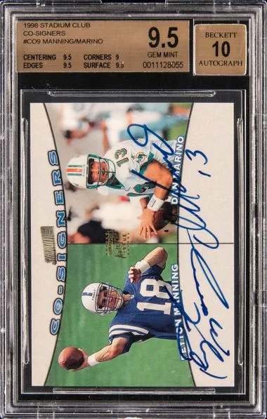 1998 Topps Stadium Club Peyton Manning /Dan Marino Co-Signers #CO9 card image