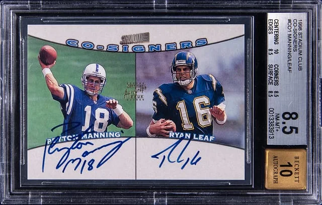 1998 Topps Stadium Club Peyton Manning/Ryan Leaf Co-Signers #CO1 card image