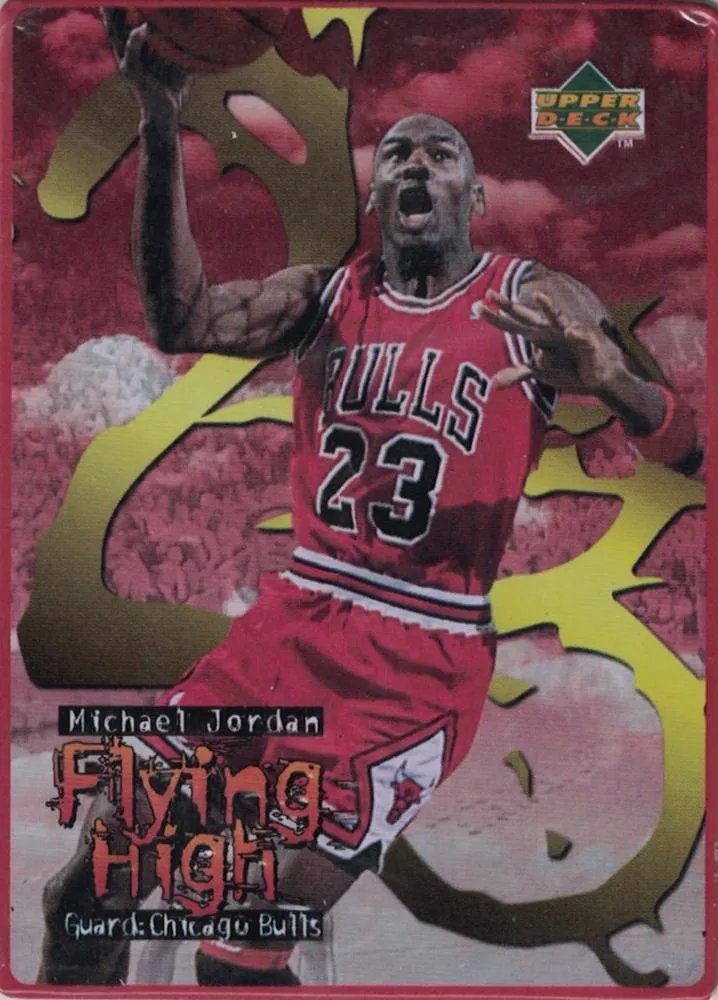 1998 Upper Deck Avon Gift Collection Michael Jordan Flying High Metal Michael Jordan #5 card image