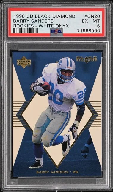 1998 Upper Deck Black Diamond Barry Sanders Rookies-White Onyx #On20 card image