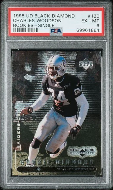 1998 Upper Deck Black Diamond Charles Woodson Rookies Single #120 card image