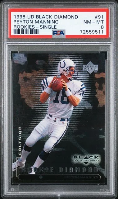 1998 Upper Deck Black Diamond Peyton Manning Rookies Single #91 card image