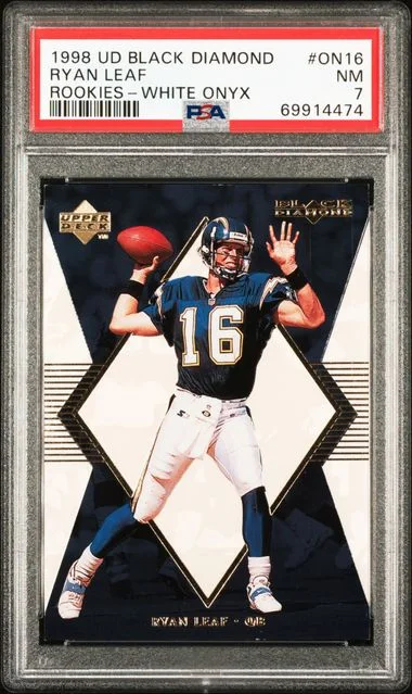 1998 Upper Deck Black Diamond Ryan Leaf Rookies White Onyx #ON16 card image