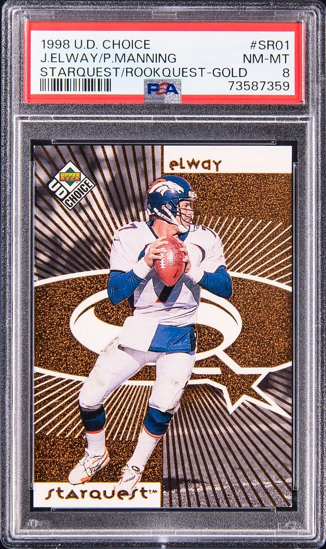 1998 Upper Deck Choice John Elway/Peyton Manning Starquest/Rookquest Gold #SR01 card image