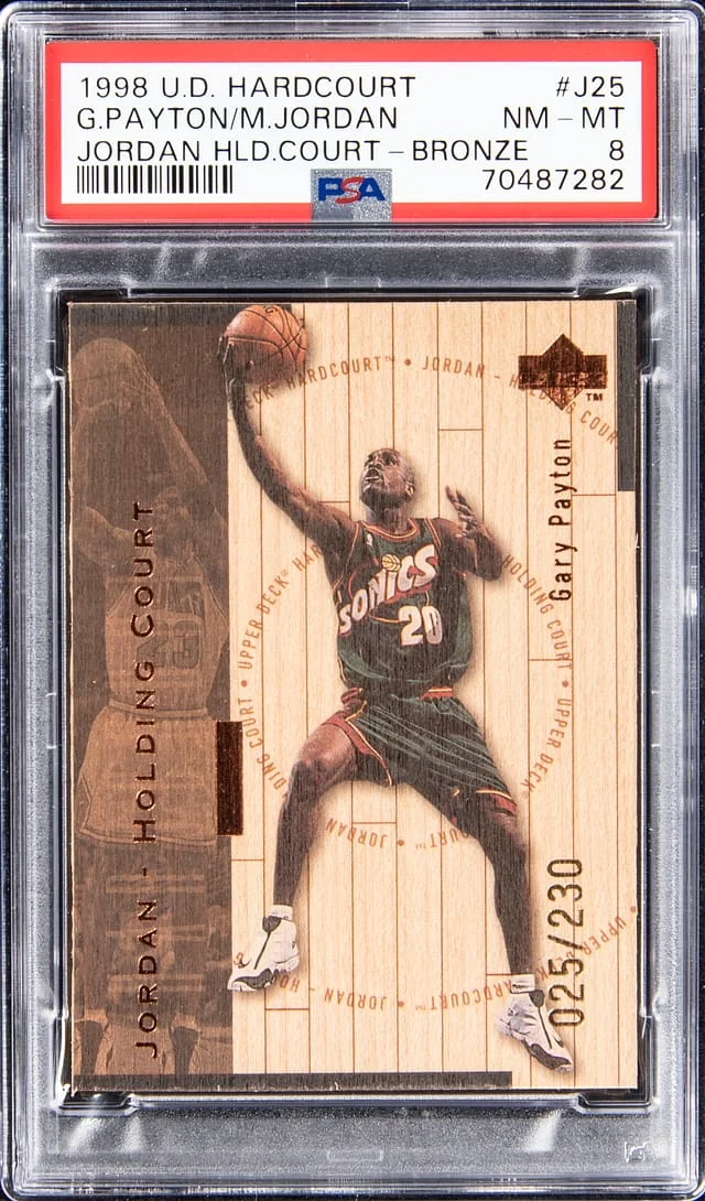 1998 Upper Deck Hardcourt Gary Payton/Michael Jordan Bronze #J25 card image