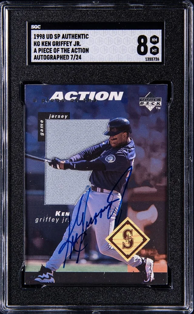 1998 Upper Deck Ken Griffey Jr. A Piece of The Action Autographed #KG card image