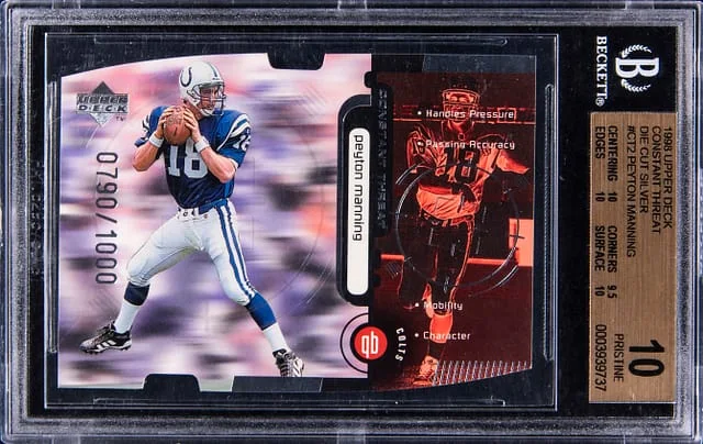 1998 Upper Deck Peyton Manning Constant Threat Die Cut Silver #CT2 card image