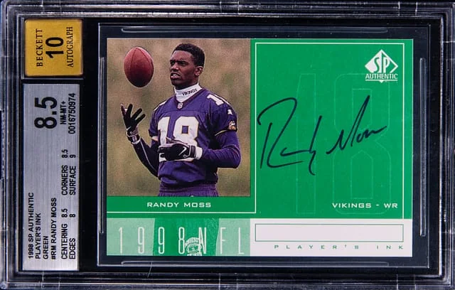 1998 Upper Deck SP Authentic Randy Moss Player's Ink Green #RM card image