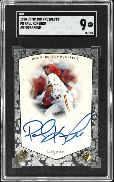 1998 Upper Deck SP Paul Konerko Top Prospects Autographed #PK card image