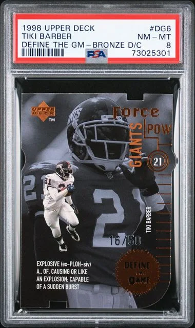 1998 Upper Deck Tiki Barber Define The Game Bronze Die-Cut #DG6 card image