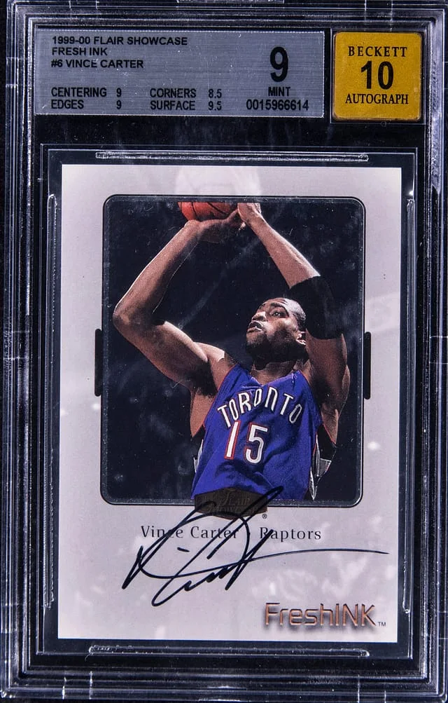 1999-00 Flair Showcase Vince Carter Fresh Ink #6 card image