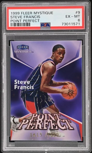 1999-00 Fleer Mystique Steve Francis Point Perfect #9 card image